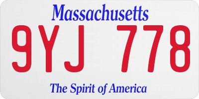 MA license plate 9YJ778