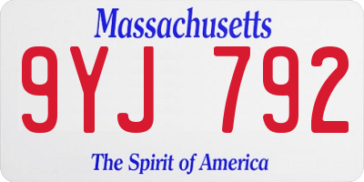 MA license plate 9YJ792
