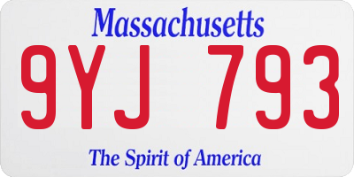 MA license plate 9YJ793