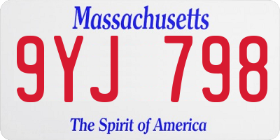 MA license plate 9YJ798