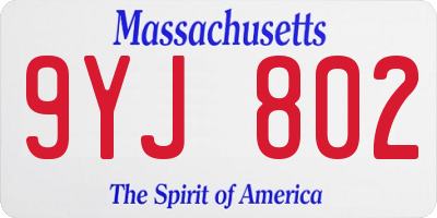 MA license plate 9YJ802