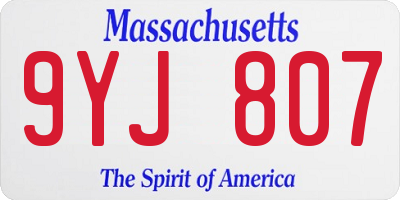 MA license plate 9YJ807