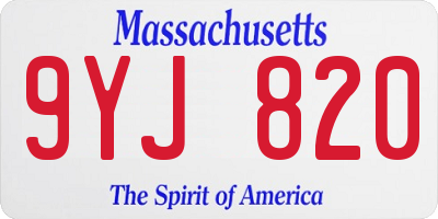 MA license plate 9YJ820