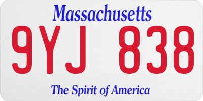 MA license plate 9YJ838