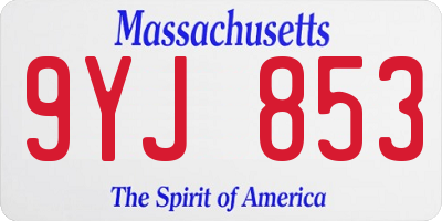 MA license plate 9YJ853