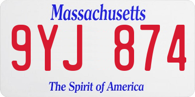 MA license plate 9YJ874