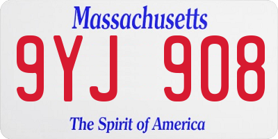 MA license plate 9YJ908