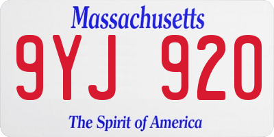 MA license plate 9YJ920