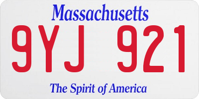 MA license plate 9YJ921