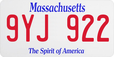 MA license plate 9YJ922