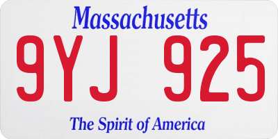 MA license plate 9YJ925
