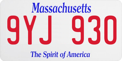 MA license plate 9YJ930