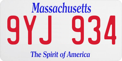 MA license plate 9YJ934