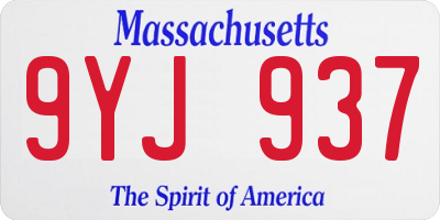 MA license plate 9YJ937