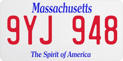 MA license plate 9YJ948