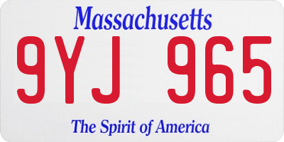 MA license plate 9YJ965
