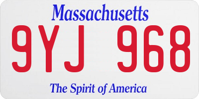 MA license plate 9YJ968