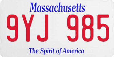 MA license plate 9YJ985