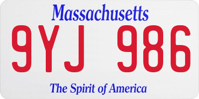 MA license plate 9YJ986