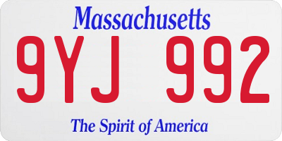 MA license plate 9YJ992
