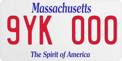 MA license plate 9YK000
