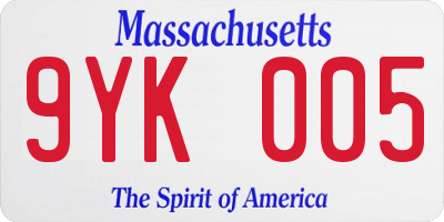 MA license plate 9YK005