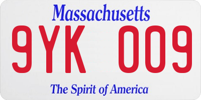 MA license plate 9YK009