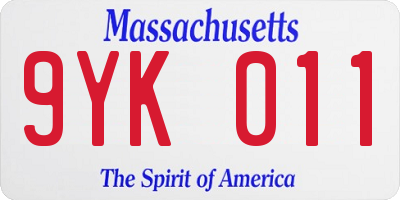 MA license plate 9YK011