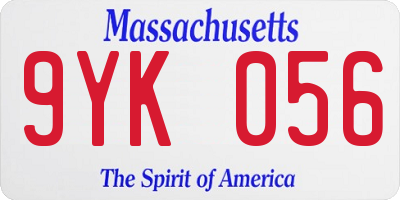 MA license plate 9YK056