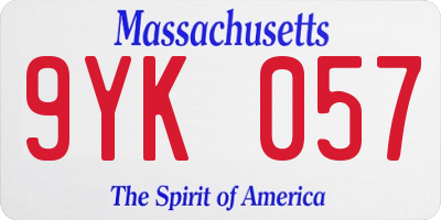 MA license plate 9YK057