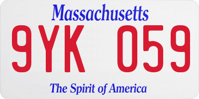 MA license plate 9YK059