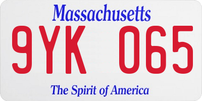 MA license plate 9YK065