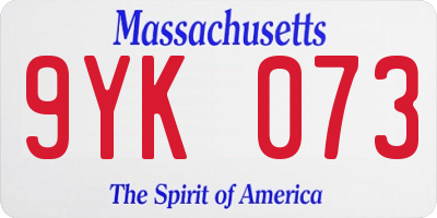 MA license plate 9YK073