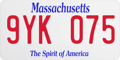 MA license plate 9YK075