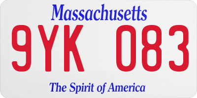 MA license plate 9YK083