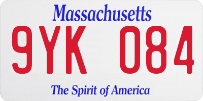 MA license plate 9YK084