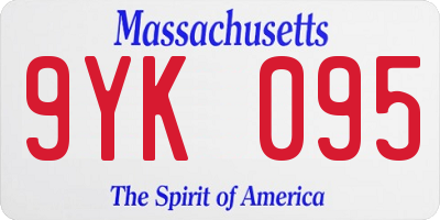 MA license plate 9YK095