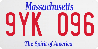 MA license plate 9YK096