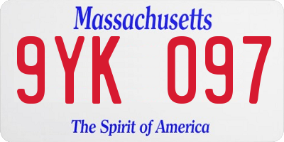 MA license plate 9YK097