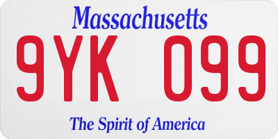 MA license plate 9YK099