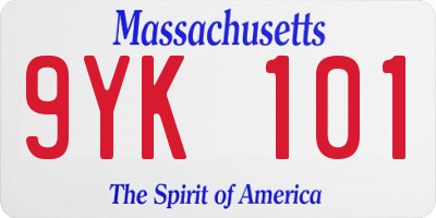MA license plate 9YK101