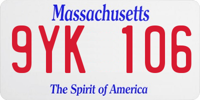 MA license plate 9YK106