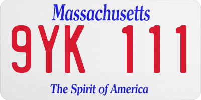 MA license plate 9YK111