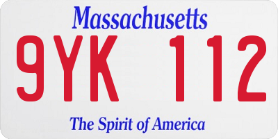 MA license plate 9YK112