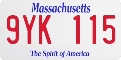 MA license plate 9YK115