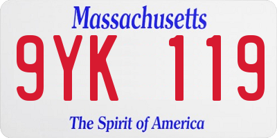 MA license plate 9YK119