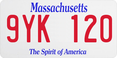 MA license plate 9YK120