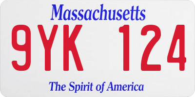 MA license plate 9YK124