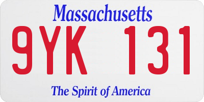 MA license plate 9YK131