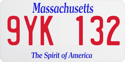 MA license plate 9YK132